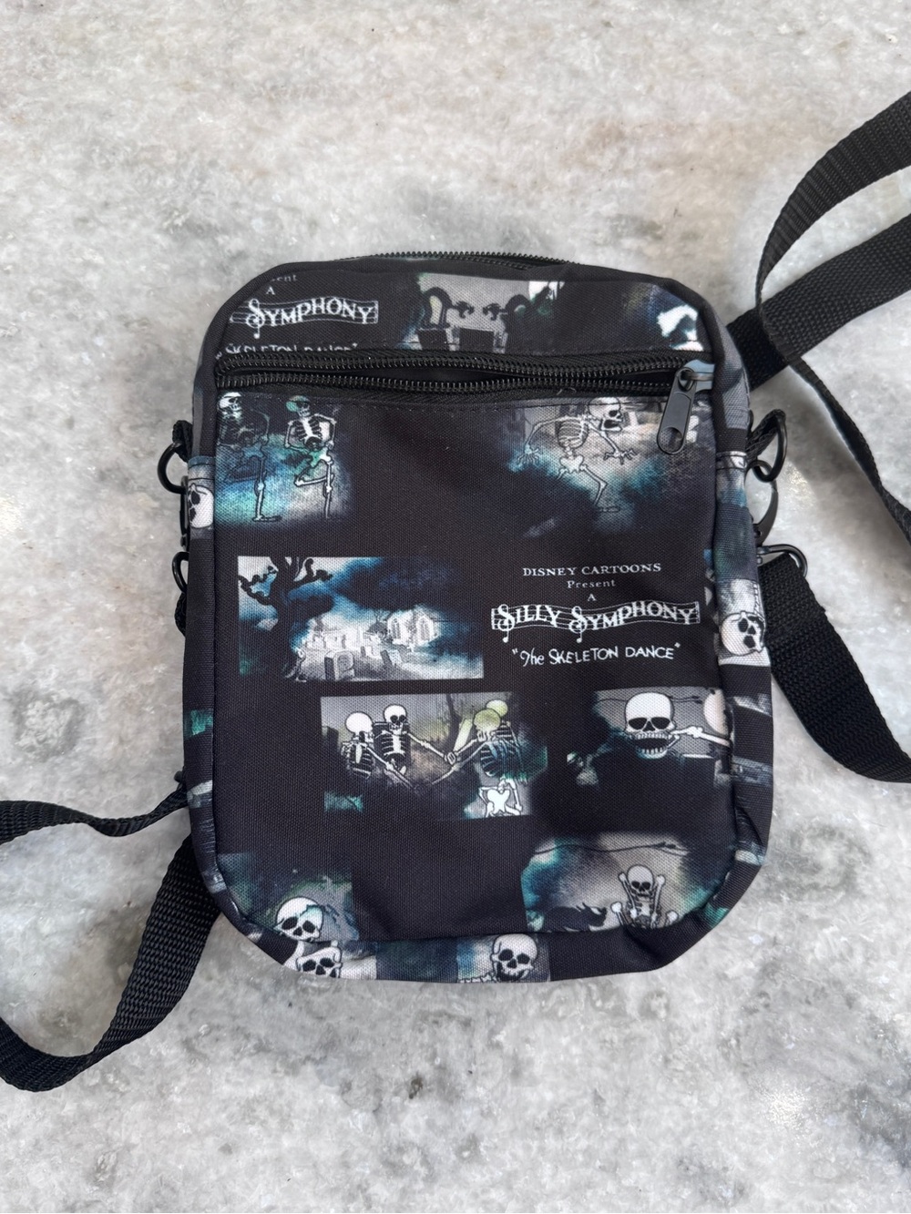 Disney Skeleton Dance Black Crossbody Belt Bag